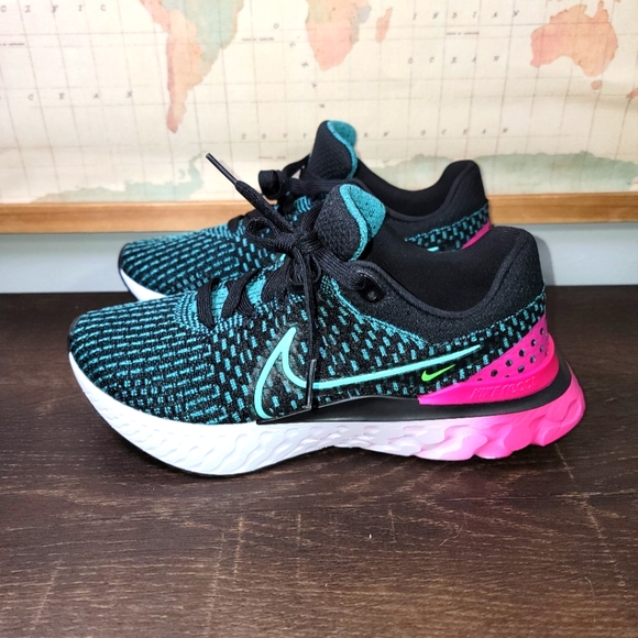 Nike Shoes - BRAND NEW Nike React Infinity Run Flyknit 3 Black Pink Turquoise Women's Size 8